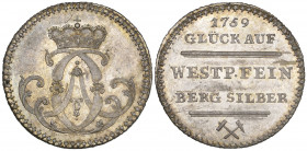 Köln, Klemens August Herzog von Bayern, eighth-mining taler, 1759, Bonn or Koblenz, made from Westphalian fine silver on the resumption of the Ramsbec...