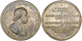 Köln, Maximilian Franz von Austria, Foundation of the Academy of Bonn, 1786, silver medal, by Hans Heinrich Boltschauser, bust right, rev., eleven-lin...