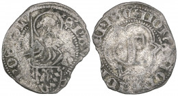 Munster, Heinrich von Schwarzburg (1466-96), sixth-schilling, arms, rev., St Paul, 0.57g (Illisch XXVI, 4), chipped to right of arms, otherwise almost...