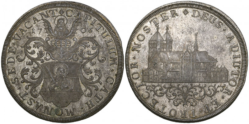 Münster, Sede Vacante, 1706, reichstaler, arms, rev., view of cathedral, 27.94g ...