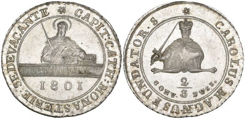 Münster, Sede Vacante, 1801, half-konventionstaler (two-thirds taler) Clausthal,...