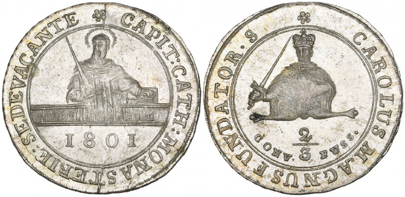 Münster, Sede Vacante, 1801, half-konventionstaler (two-thirds taler) Clausthal,...