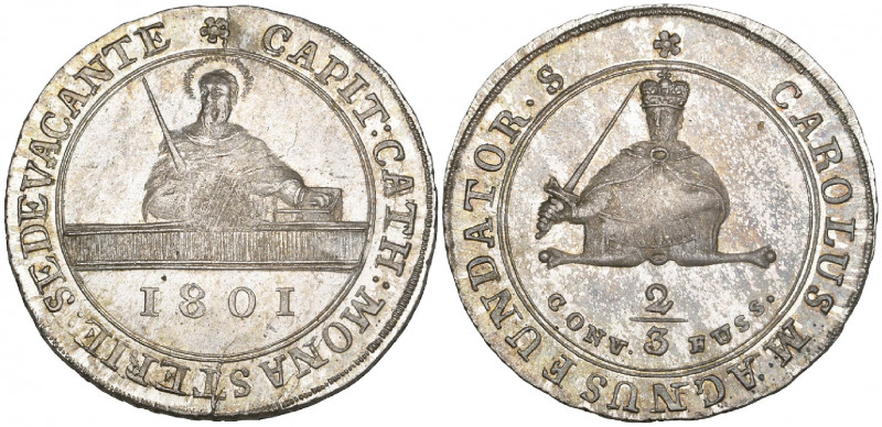 Münster, Sede Vacante, 1801, half-konventionstaler (two-thirds taler) Clausthal,...