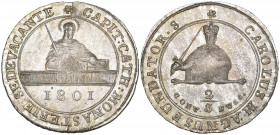 Münster, Sede Vacante, 1801, half-konventionstaler (two-thirds taler) Clausthal, similar to the last, 14.06g (Zepernick 334), minor fault above St Pet...