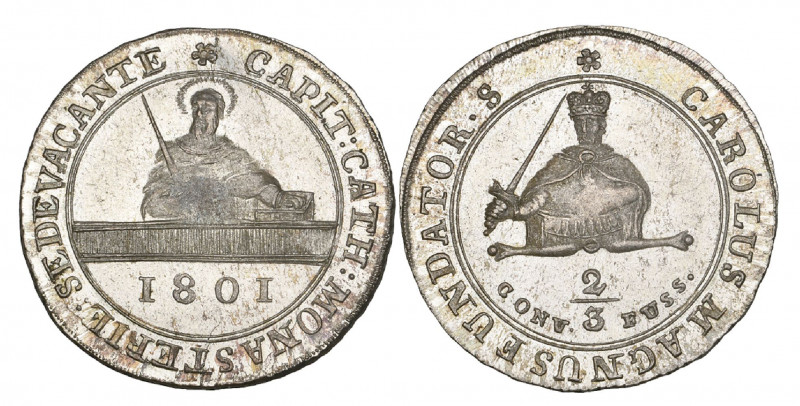 Münster, Sede Vacante, 1801, half-konventionstaler (two-thirds taler) Clausthal,...