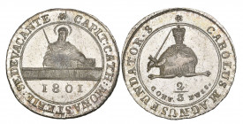 Münster, Sede Vacante, 1801, half-konventionstaler (two-thirds taler) Clausthal, similar to the last, 14.02g (Zepernick 334), minor fault above St Pet...