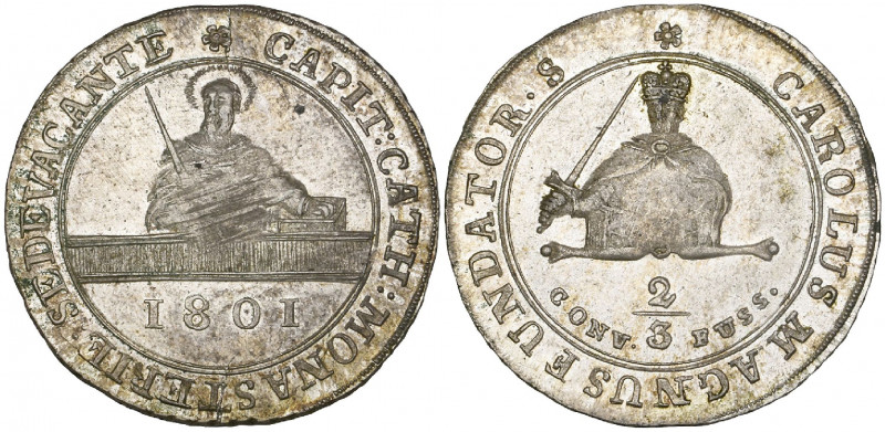 Münster, Sede Vacante, 1801, half-konventionstaler (two-thirds taler) Clausthal,...