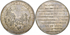Münster City, Peace of Munster, 1648, silver medal, by Engelbert Kettler, Peace in chariot drawn by two lions, rev., ten-line inscription, 59.7mm, 43....