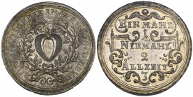 Nuremberg, Commemoration of Love, undated (third quarter of the 17th Century), heart within wreath, rev., six-line inscription, 30.5mm, 15.35g (Goppel...