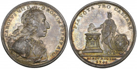 Nuremberg, Homage of the City to Karl VII, 1742, silver medal, by Peter Paul Werner, bust right, rev., city goddess standing by altar, 32mm, 14.34g (F...