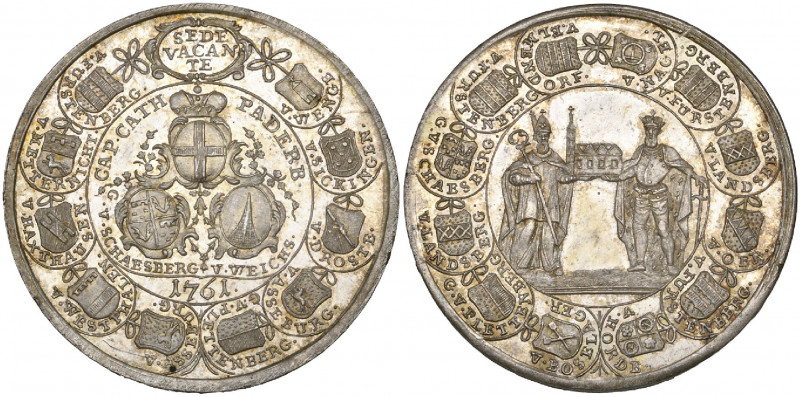 Paderborn, Sede Vacante, 1761, silver medal, by Jonas Thiébaud of Augsburg, simi...