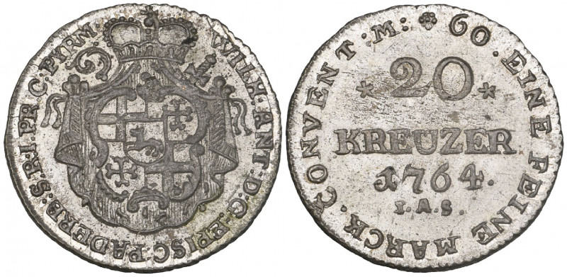 Paderborn, Wilhelm Anton, Freiherr von der Asseburg, 20 kreuzer, 1764 Neuhaus, a...