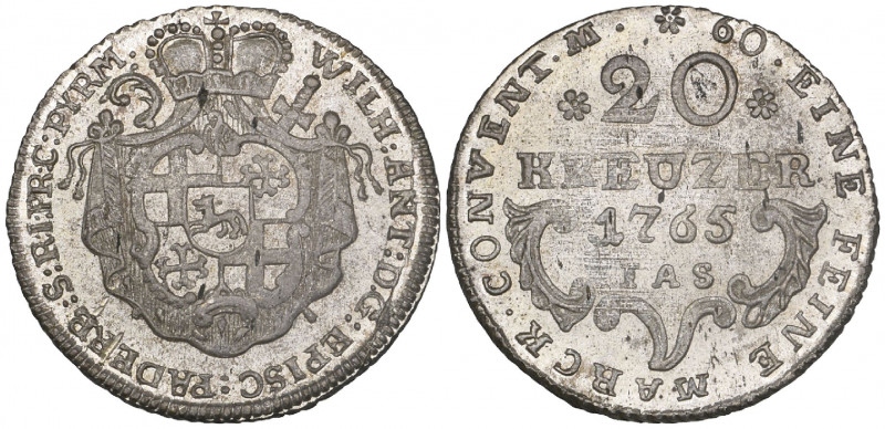 Paderborn, Wilhelm Anton, Freiherr von der Asseburg, 20 kreuzer, 1765 Neuhaus, a...