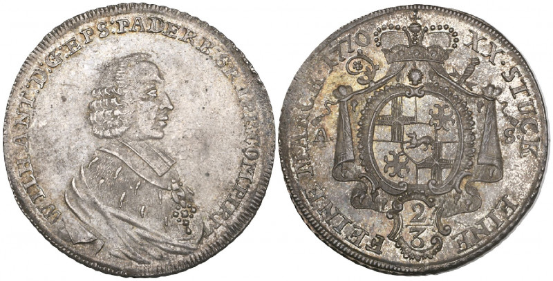 Paderborn, Wilhelm, Freiherr von der Asseburg, half-konventionstaler (two-thirds...