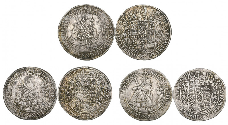 Saxony, Johann Georg I alone (1615-56), reichstalers (3), 1617, 1620, 1638, all ...