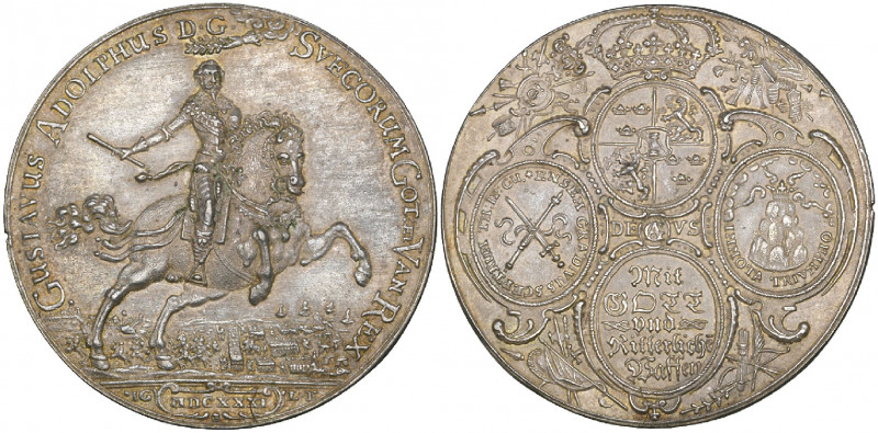 Saxony, Battle of Breitenfeld, 1631, cast silver medal, by Jonas Georgens, Gusta...