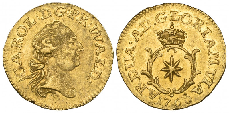 Germany, Waldeck, Karl August Friedrich (1728-63), quarter-ducat, 1760, .86g (F....