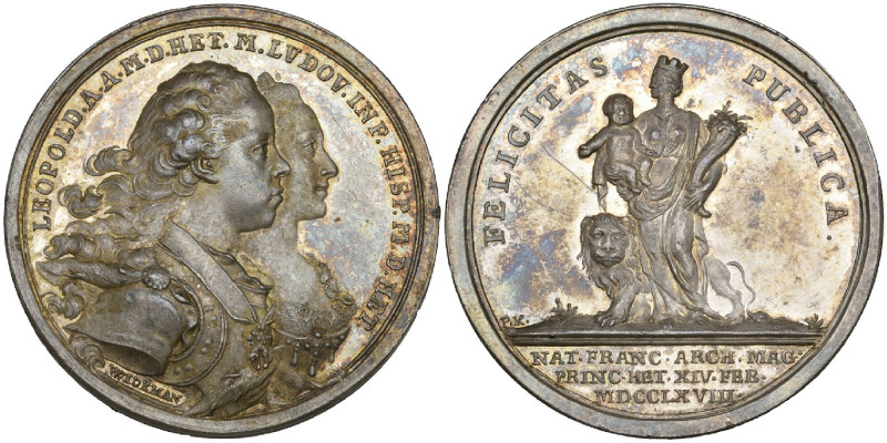 Austria, Maria Theresia, Birth of the Archduke Franz, 1768, silver medal, by A. ...