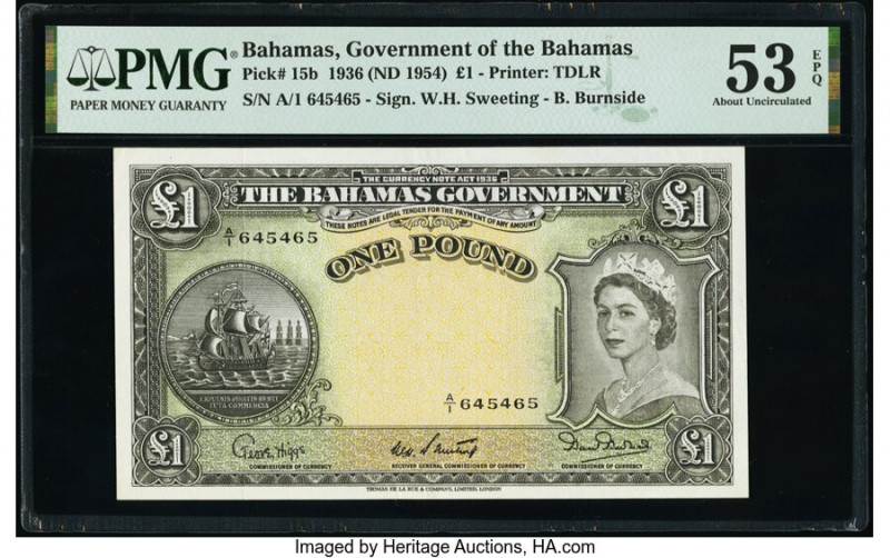 Bahamas Bahamas Government 1 Pound 1936 (ND 1954) Pick 15b PMG About Uncirculate...
