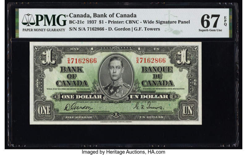 Canada Bank of Canada $1 2.1.1937 BC-21c PMG Superb Gem Unc 67 EPQ. 

HID0980124...
