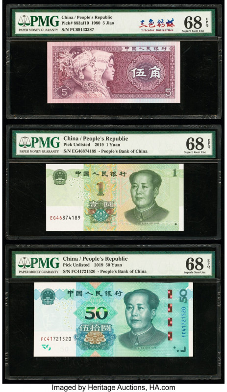 China & Macau Group Lot of 5 Examples PMG Superb Gem Unc 68 EPQ (5). 

HID098012...