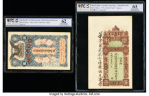 China Tak Ching Kwong Bank; Tan Hua Loong Chong 1000 Cash; 5 Dollars ND (ca. 1910s); 1914 Pick UNL (2) Two Examples PCGS Banknote Uncirculated 62; Cho...