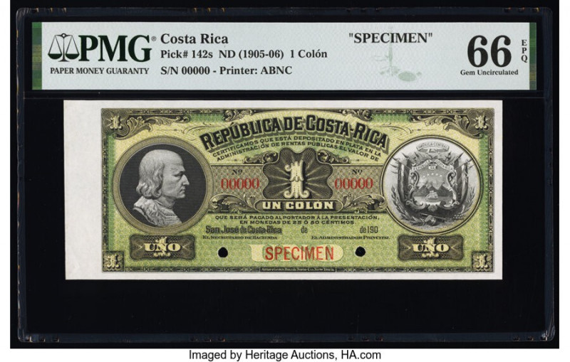 Costa Rica Republica de Costa Rica 1 Colon ND (1905-06) Pick 142s Specimen PMG G...