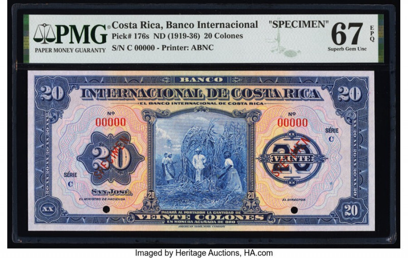 Costa Rica Banco Internacional de Costa Rica 20 Colones ND (1919-36) Pick 176s S...