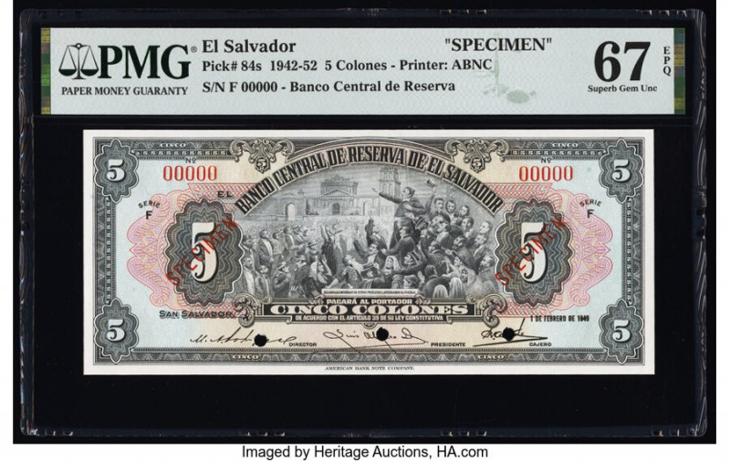 El Salvador Banco Central de Reserva de El Salvador 5 Colones 1.2.1949 Pick 84s ...