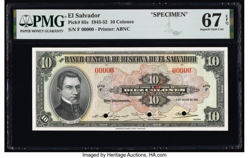 El Salvador Banco Central de Reserva de El Salvador 10 Colones 3.1.1951 Pick 85s...