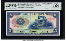 El Salvador Banco Occidental 5 Colones 1.11.1926 Pick S195as Spceimen PMG Choice About Unc 58 EPQ. 

HID09801242017

© 2022 Heritage Auctions | All Ri...