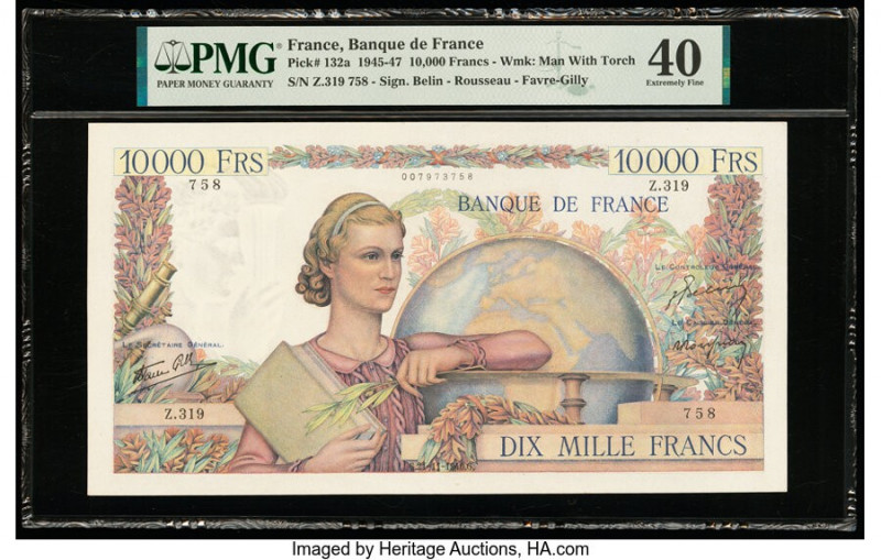 France Banque de France 10,000 Francs 21.11.1946 Pick 132a PMG Extremely Fine 40...