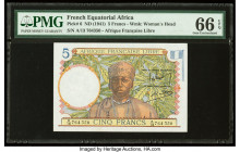 French Equatorial Africa Afrique Francaise Libre 5 Francs ND (1941) Pick 6 PMG Gem Uncirculated 66 EPQ. 

HID09801242017

© 2022 Heritage Auctions | A...