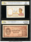 French Indochina Banque de l'Indo-Chine 1 Piastre ND (1936) Pick 54b PCGS Banknote Choice UNC 64; Indonesia Republik Indonesia 100 Rupiah 28.7.1947 Pi...