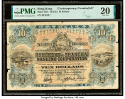 Hong Kong Hongkong & Shanghai Banking Corp. 10 Dollars 1.1.1923 Pick 167x Contemporary Counterfeit PMG Very Fine 20. Insect damage has been noted on t...