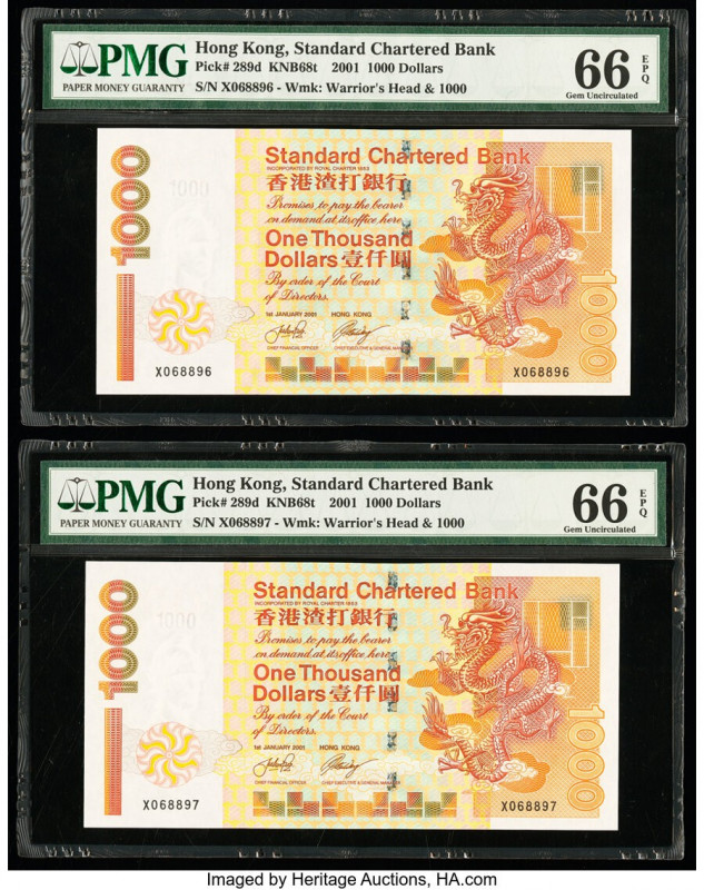 Hong Kong Standard Chartered Bank 1000 Dollars 1.1.2001 Pick 289d KNB68t Two Con...