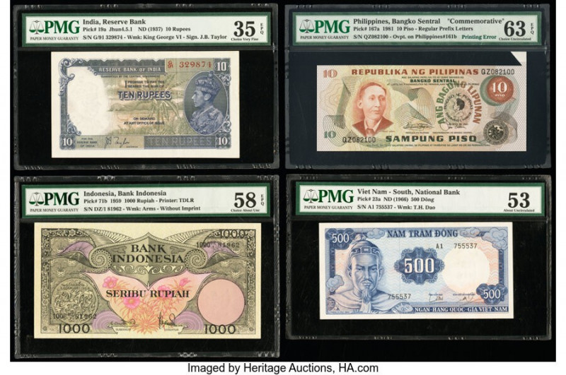 India, Indonesia, Philippines & South Vietnam Group Lot of 4 Examples PMG Choice...