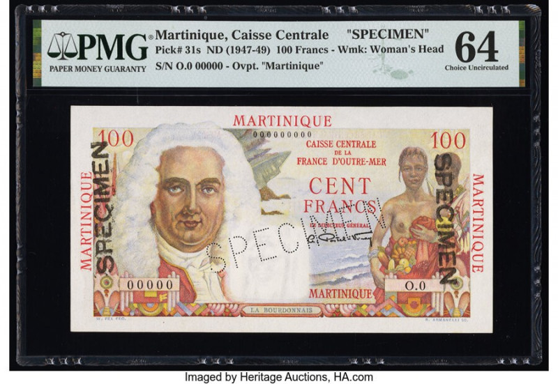 Martinique Caisse Centrale de la France d'Outre-Mer 100 Francs ND (1947-49) Pick...