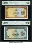 Rhodesia Reserve Bank of Rhodesia 5; 10 Dollars 20.10.1978; 2.1.1979 Pick 36b; 41a Two Examples PMG Gem Uncirculated 66 EPQ (2). 

HID09801242017

© 2...
