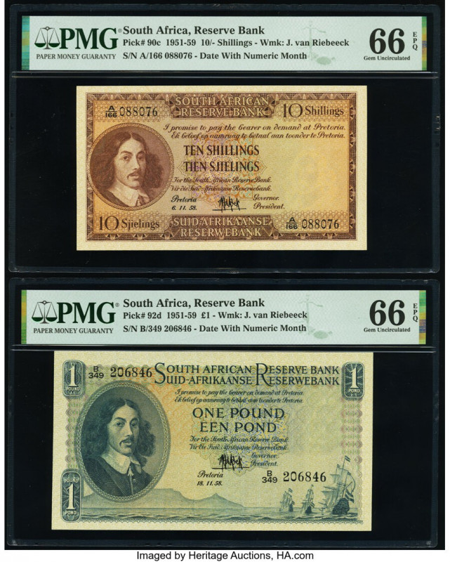 South Africa South African Reserve Bank 10 Shillings; 1 Pound 6.11.1958; 18.11.1...