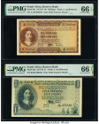 South Africa South African Reserve Bank 10 Shillings; 1 Pound 6.11.1958; 18.11.1958 Pick 90c; 92d Two Examples PMG Gem Uncirculated 66 EPQ (2). 

HID0...