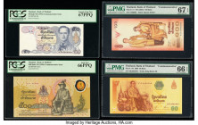 Thailand Bank of Thailand 50; 500; 100; 60 Baht ND (1992); (1996); (2004); 2006 Pick 94; 101a; 111; 116 Four Commemorative Examples PCGS Superb Gem Ne...