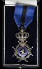 Belgium, Order of Leopold II, Commander’s neck badges (2), by Van Larebeke and Fonson, one in silver-gilt, and gilt and blue enamel, Military Officer’...