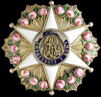 Brazil, Kingdom, Order of the Rose, Dignitary’s breast star, in silver-gilt and enamels, 54.5mm, centre chipped, very fine 

Estimate: GBP 750-850
