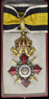 Bulgaria, Order of Military Merit, type 1, with Royal crown, Third class neck badge with War Decoration (instituted 1916), in gilt and enamels, with s...