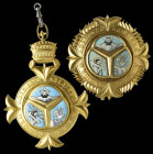Ethiopia, Order of the Holy Trinity, Grand Cross insignia, comprising sash badge, 81mm and breast star, 77mm, both in gilt and enamels and unmarked, b...