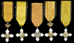 Greece, Order of the Phoenix (5), comprising: Type I (1926-1935), Knight’s breast badge in silver and enamel; Type II (1935-1973), of King Paul issue ...