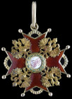 Russia, Order of St Stanislaus, Civil Division, Second Class neck badge, in gold and enamels, probably by Eduard, St Petersburg, after 1908, of good q...
