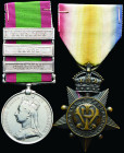 A Second Afghan War Pair awarded to Private F. Smith, 9th Lancers, comprising: Afghanistan, 1878-80, 3 clasps, Charasia, Kabul, Kandahar (1284. Pte F....