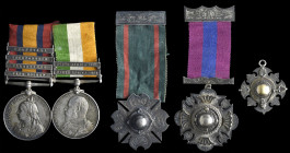 A Boer War Pair awarded to Private J. Robertson, Argyll & Sutherland Highlanders, with three related prize medals, comprising: Queen’s South Africa, 1...